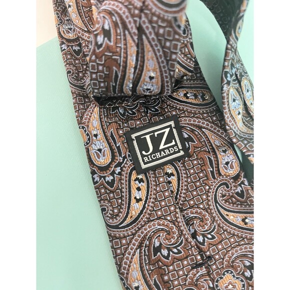 J.Z. Richards Men’s Silk Tie Made In USA Brown Multicolor Paisley New 3.5x60” - Picture 5 of 8